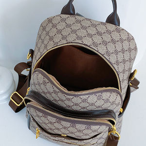 Mochila Vintage de Lujo Antirrobo de Alta Calidad, Material PU, Cierre de Cremallera Estilo Retro de Moda para Mujer con Patrón Geométrico - Product Image 2