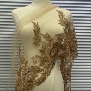 Nuovo Bordo in Pizzo Floreale 3D con Perline di Vetro per Abito da Sposa Velo Uncinetto Fai da Te Accessori di Abbigliamento Produttore all'Ingrosso - Product Image 2
