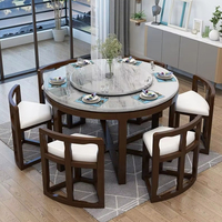 Ensemble de table à manger ronde en marbre de luxe moderne avec 6 chaises - Pliable pour hôtel et villa