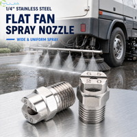 BSPT 1/4" 65 °   Buse à jet plat SS pour le nettoyage des voies routières, systèmes d'humidification industriels et agricoles, suppression de la poussière et brumisation