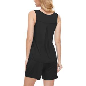 Ensemble de pyjama pour femmes avec impression de logo personnalisé, débardeurs et shorts en modal 100% coton, sans manches, vêtements de nuit pour femmes - Product Image 3