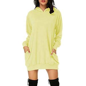 Sweat à <span class=keywords><strong>capuche</strong></span> de couleur unie, vêtement mode femme, <span class=keywords><strong>noir</strong></span> surdimensionné, <span class=keywords><strong>pull</strong></span>-over, <span class=keywords><strong>robe</strong></span> longue unie, - Product Image 4