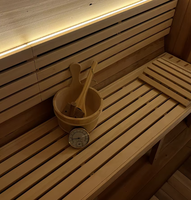 Poêle de sauna extérieur en bois de pruche massif, alimenté par prise 110/220-240/380V, garantie 1 an, design graphique postmoderne imprimé au laser