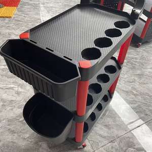 Chariot de lavage de <span class=keywords><strong>voiture</strong></span> à 3 niveaux amovible |   Panneau perforé et crochets - Pour ranger d'autres outils de nettoyage automobile - Product Image 4