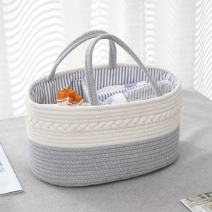 Cesta organizadora de cuerda de algodón con asa, portátil, con múltiples compartimentos y divisor, para el hogar o viajes. - Product Image 3
