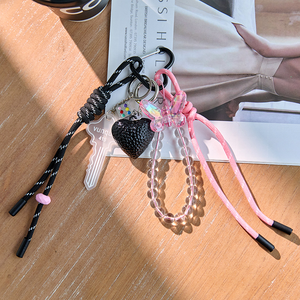 พวงกุญแจรูปโบว์ห้อยโทรศัพท์มือถือสำหรับเด็กผู้หญิงน่ารักสีชมพูพวงกุญแจรูปหัวใจติดโบว์จี้กระเป๋ารูปผีเสื้อสีชมพู - Product Image 4