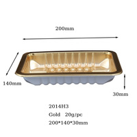Barquette jetable personnalisée dorée de qualité alimentaire MAP 200x140x30mm, thermoformée haute barrière pour viande, fruits de mer, poisson, usage en supermarché