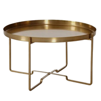 Table basse moderne minimaliste en or poli Design européen Plateau supérieur amovible Chambre à coucher Bureau à domicile Métal Tables arabes classiques