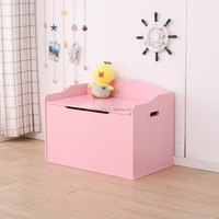 Banco de Madera Rosa Austin Toybox con Bisagra de Seguridad - Organizador Multifuncional para Sala de Juegos, para Libros y Juguetes