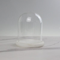Cloche en dôme d'affichage en verre Cloche en dôme transparent avec socle en bois Vitrine de pot de table pour mariage à domicile