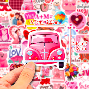 50 Pezzi <span class=keywords><strong>Adesivi</strong></span> Kawaii a Forma di Cuore Rosa, Decorazioni per San Valentino e Matrimoni, Decalcomanie Impermeabili in Vinile per Diari, Laptop, Buste e Regali - Product Image 5