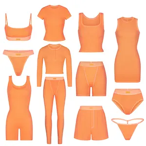 Custom 2 Delige Loungewear Sets Vrouwen Gezellige Katoenen Geribbelde Tank Top Shorts Leggings Loungewear Tweedelige Dames Zomer Shorts Sets