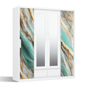 Armario de Almacenamiento de Acero con Puertas Corredizas con Espejo y Organizador de Cajones - Product Image 2
