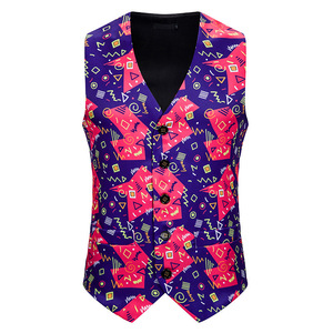 Custom <strong>Men's</strong> Red Winter <strong>Christmas</strong> Vest Belt Santa Claus Patterns Tie Pocket Square Gift Family Party Single-breasted <strong>Waistcoats</strong> - Product Image 5