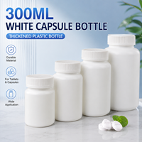 Flacon de pilules en plastique HDPE blanc de 300 ml avec bouchon à vis pour l'emballage de compléments vitaminiques et de calcium OEM