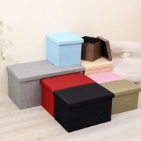 Banc de salon rembourré en lin repose-pieds pouf avec rangement pliable personnalisé