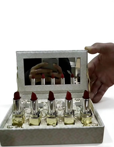 Ensemble de 5 rouges à lèvres vegan bio de luxe, tube doré, boîte cadeau en velours, minéraux, vitamine E, lisse, longue tenue, sans cruauté, maquillage pour les lèvres - Product Image 6