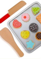 Ensemble de moules à biscuits au sucre en bois Faire semblant de biscuits et de plaque à pâtisserie Ensemble de cuisson de jouets en bois