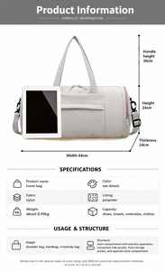 Nuova Borsa Sportiva Unisex in Nylon per Yoga, Nuoto e Fitness, Grande Capacità, Traspirante, per <span class=keywords><strong>Viaggi</strong></span> e Tempo Libero - Product Image 6