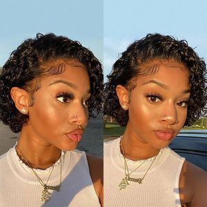 Hot Sale Short Pixie Cut Lace Part Human Hair <b>Wig</b> Cheap Price Natural <b>Black</b> Color Wave <b>Wigs</b> <b>for</b> <b>Black</b> <b>Women</b> - Product Image 3