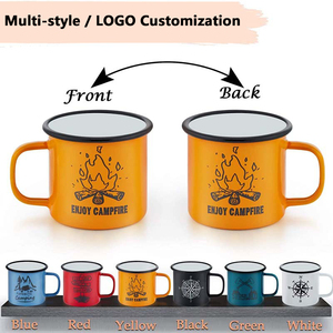 Tazas de Café y Té de Metal Esmaltado con Borde Enrollado, Reutilizables, con Logotipo Personalizado, para Camping, Sublimación, con Asa, Venta al Por Mayor - Product Image 3