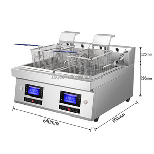 Friteuse professionnelle en acier inoxydable 12L+12L, avec protection contre la surchauffe de l'huile amovible, puissance 9000W, design de table, QL-EF03-D2 - Product Image 5