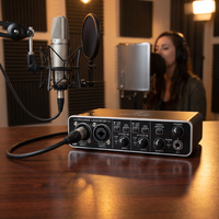 Carte son Behringer UMC202HD 2 entrées/2 sorties, interface audio USB 2.0 avec 2 préamplis micro Midas, système de sonorisation studio, équipement musical