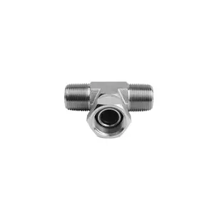 Ningbo factory hydraulic carbon steel zinc plated bspp swivel Run Tee Hydraulic Fittings and Adapter