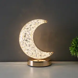 Factory Fast Delivery Romantic Crystal Table Lamp Table Top Moon Atmosphere Decorative Eye Protection Usb Charging Desk Lamp