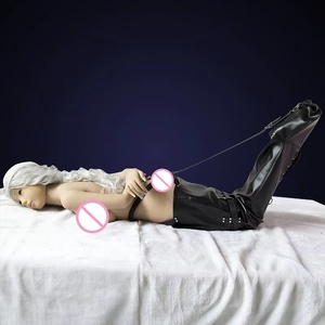 HM negro PU sirena cola <span class=keywords><strong>de</strong></span> pez Bondage vestido sexo camisa <span class=keywords><strong>de</strong></span> fuerza esclavo <span class=keywords><strong>castigo</strong></span> arnés rizado pierna carpetas medio cuerpo Bondage saco - Product Image 3