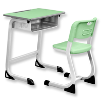 Ensemble de bureau et chaise pour étudiants en métal moderne - Mobilier scolaire ergonomique à hauteur réglable