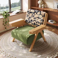 Fauteuil simple en bois massif de style mi-siècle, mobilier de loisirs facile à assembler pour salon, balcon, maison, repos quotidien en intérieur