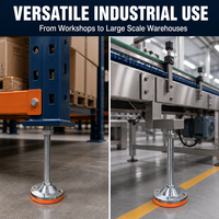 Pied de nivellement monobloc en zinc galvanisé D100*M20*L150/200 avec patin antidérapant en PVC et trou inférieur M20 – Pieds réglables