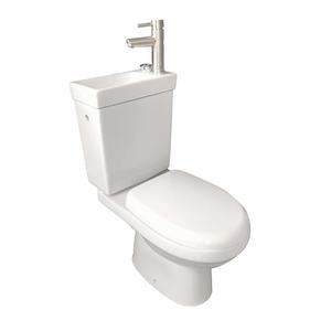 Évier de toilette à faible encombrement Toilette deux pièces en céramique moderne européenne avec <span class=keywords><strong>WC</strong></span> à double chasse d'eau et lavabo combiné pour un usage domestique - Product Image 6