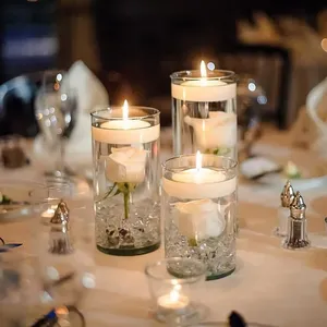 Décoration de mariage grand bougeoir en verre transparent eau cylindre droit verre haute borosilicate résistant à la chaleur bougie flottante IMP - Product Image 1