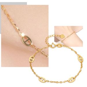 Xinfly Factory Wholesale Luxury 18K Solid Gold Piggy Nose Link Chain Fine Jewelry <b>Sets</b> for Women Women's Necklace <b>Bracelet</b> - Product Image 4