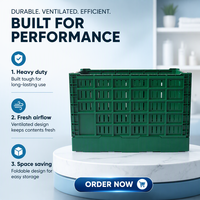 Caisses de rangement en plastique pliables et robustes Tourtop, grandes caisses ventilées pour fruits et légumes, empilables et pliables