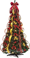 1,80 m Vor-Dekorierter Weihnachtsbaum – Pop-Up-Weihnachtsbaum mit Lichtern und Dekorationen, Zusammenklappbarer Weihnachtsbaum mit Lichtern, Vor-