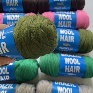 Fil à tricoter en polypropylène naturel vert, rouge vin, <span class=keywords><strong>blond</strong></span>, 70g, en vrac, laine brésilienne, fil à cheveux à trame simple pour tressage - Product Image 3