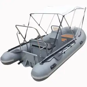 Heißer Verkauf 6 Kapazität Hoch geschwindigkeit rippe Angeln Aluminium starrer Rumpf mit Bimini Top aufblasbares Rippen boot zu verkaufen