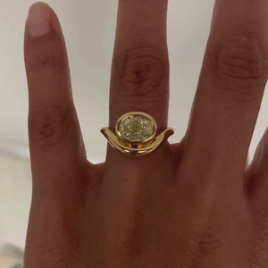 <span class=keywords><strong>Bague</strong></span> Milskye en argent sterling 925 plaqué or 18 carats avec cristal jaune ovale taille fleur <span class=keywords><strong>de</strong></span> glace et zircon cubique rose pour femme - Product Image 3
