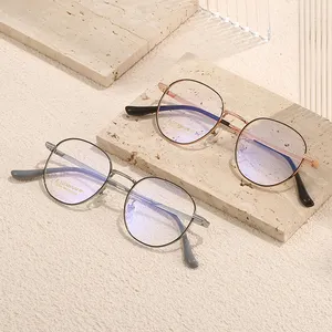 FANXUN 2384 Retro Polygon Frame Eyeglasses New Korean Version Fashion Titanium Frame For Men And Women Semi-titanium Style