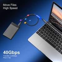 Kabel USB 4.0 40Gbps 240W Pengisian Cepat PD3.1 48V 5A USB-C ke USB-C Mendukung Video HD 4K Ganda untuk Thunderbolt 4/3 MacBook