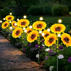 Lampes solaires TSINYE en forme de tournesol, ampoule <span class=keywords><strong>globe</strong></span> blanc chaud, étanches IP65, allumage automatique du crépuscule à l'aube, pour allées, parterres de fleurs, décoration de jardin - Product Image 2