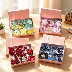 Ensemble de 10 accessoires pour cheveux pour enfants coréens, comprenant des pinces à cheveux, des couronnes et des ornements capillaires à couverture complète. Coffret cadeau. - Product Image 4