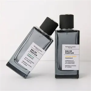 Botol parfum hitam kosong kaca semprot portabel 30ml 50ml 100ml kualitas tinggi dengan penutup kayu