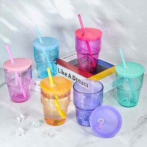12oz Heat Resistant Borosilicate Glass Tumbler Sublimation Blank Colorful Straw Cold Insulated Mug for Daily Use and Gifts - Product Image 1