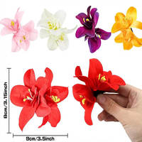 Nuevo Clip para el Pelo con Orquídea de Doble Flor Grande de Gasa Artificial para Bodas en la Playa y Fiestas para Mujeres