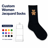 Chaussettes en coton jacquard tricoté à motif de dessin animé, couleur personnalisée, respirantes, confortables, mignonnes, chaussettes pour femmes pour la vie quotidienne
