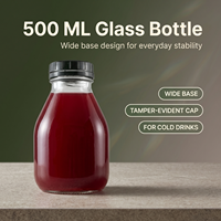 Bouteilles de lait en verre de 300 ml et 500 ml, bouteilles de boissons de 16 oz, bouteilles de jus en verre avec couvercles